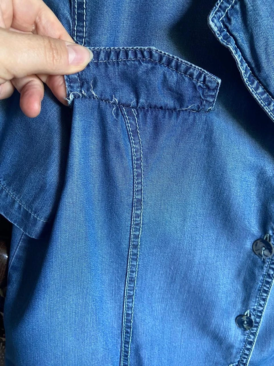 Vestido vaquero de verano, manga corta, abonotado, tela muy agradable. – photo 3